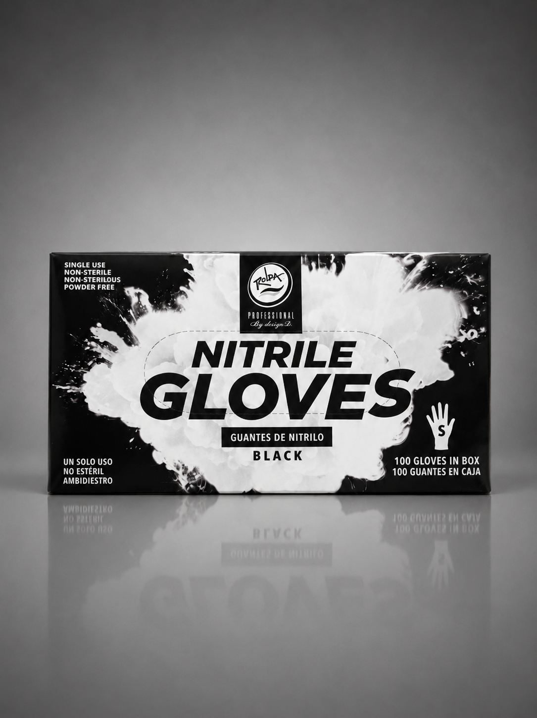 ROLDA Professional Black Nitrile Gloves – Small (100 Count)